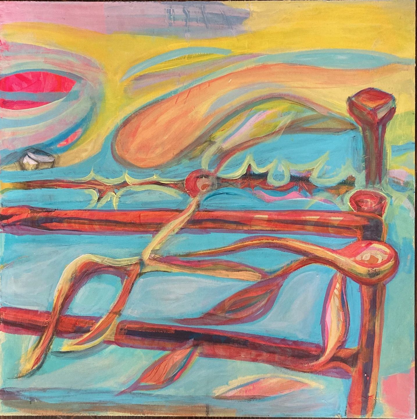 Acrylic on handmade bespoke panel board Irish land scape painting by Sieand McCarthy