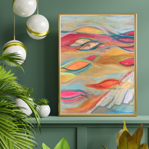 Swallows Taking Flight  -  Original Acrylic & Collage Painting by Sinead McCarthy