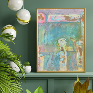 Closing the Field Gate at Cowtime II  -  Acrylic & Collage Painting